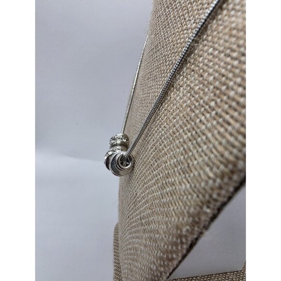 Nicole By Nicole Miller Silver‎ Tone Rhinestone Necklace Snake Chain Adjustable - Picture 3 of 7